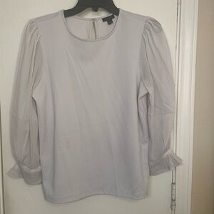 Ann Taylor Light Gray Blouse withSheer Sleeves